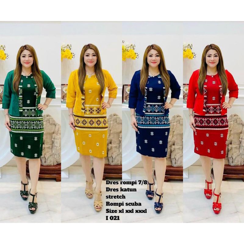 dress katun Stretch rompi scuba 7/8