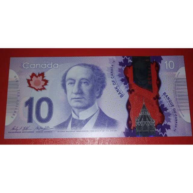 Uang Asing Polymer Canada 10 Dollars