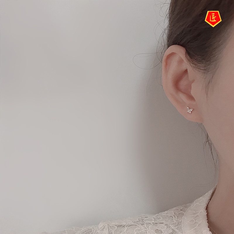 [Ready Stock]Exquisite S925 Silver Small Bowknot Stud Earrings