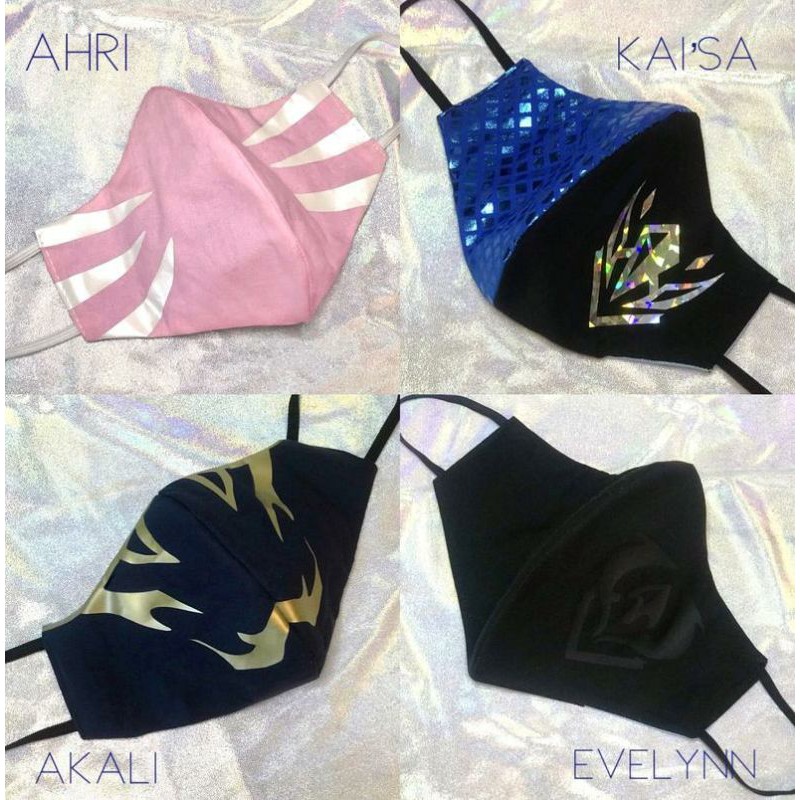 【QTakasi】Masker KDA all out akali ahri LOL motif sablon