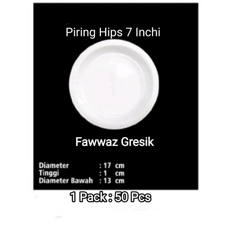 Piring Plastik Hips 7 Inchi = 17 cm Food grade 50pcs Putih / Mika Piring Pesta Makan