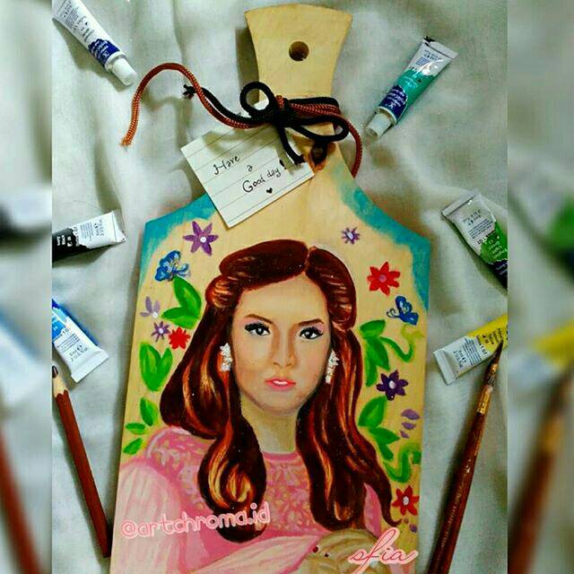 (Jasa Lukis) Lukisan Wajah Talenan Ukuran 1 Wajah