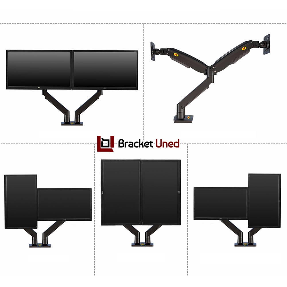 Bracket Monitor 22 - 32 inch Ultrawide Dual Arm Monitor Braket Monitor Ukuran Lebar 2 Lengan North Bayou Model F195A