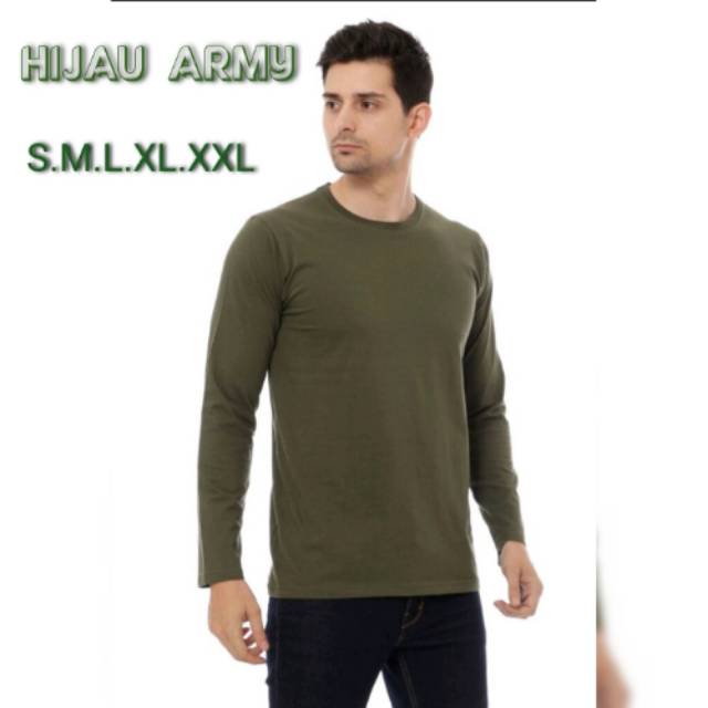 KAOS POLOS LENGAN PANJANG HIJAU ARMY