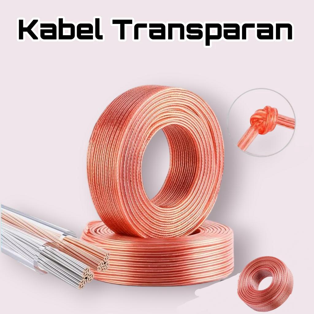 Kabel Listrik Transparan 2x30, 2x50, 2x80 30Yard/Kabel Audio/30Meter