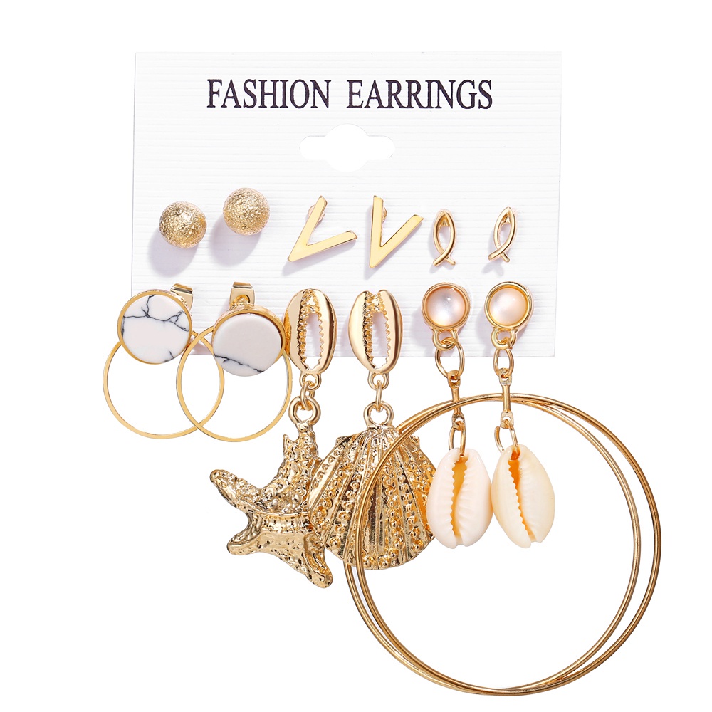 20Types Bohemia Anting Emas Set Anting Korea Fashion Rumbai Retro Geometris Hollow Mutiara Kupu-kupu Wanita Perhiasan Aksesoris-8
