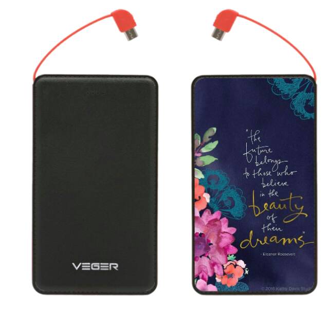 Powerbank pb veger 10000mah bunga flower custom design