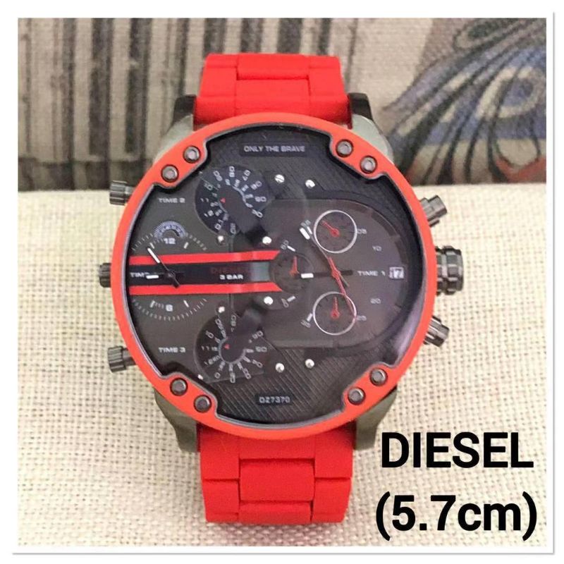 JAM TANGAN PRIA WANITA | RANTAI | KULIT | KARET | MURAH | - DIESEL MERAH ORI FOR MAN BOX ORI