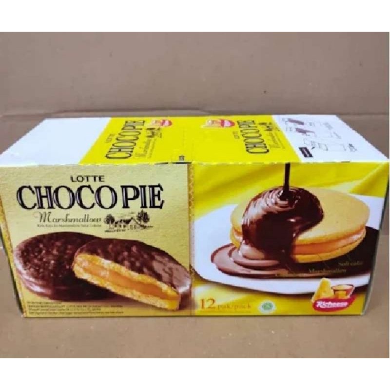 

LOTTE Choco Pie Cake Isi Marshmallow Salut Coklat isi marshmallow keju [12 Pack]