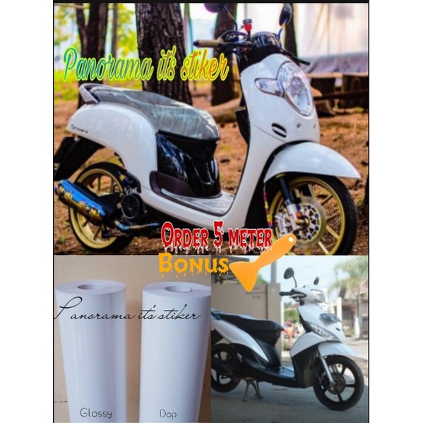 STICKER SKOTLET MOTOR WARNA PUTIH DOFF/STICKER MOTOR PUTIH POLOS/STIKER DOP/SCOTLET PUTIH GLOSSY