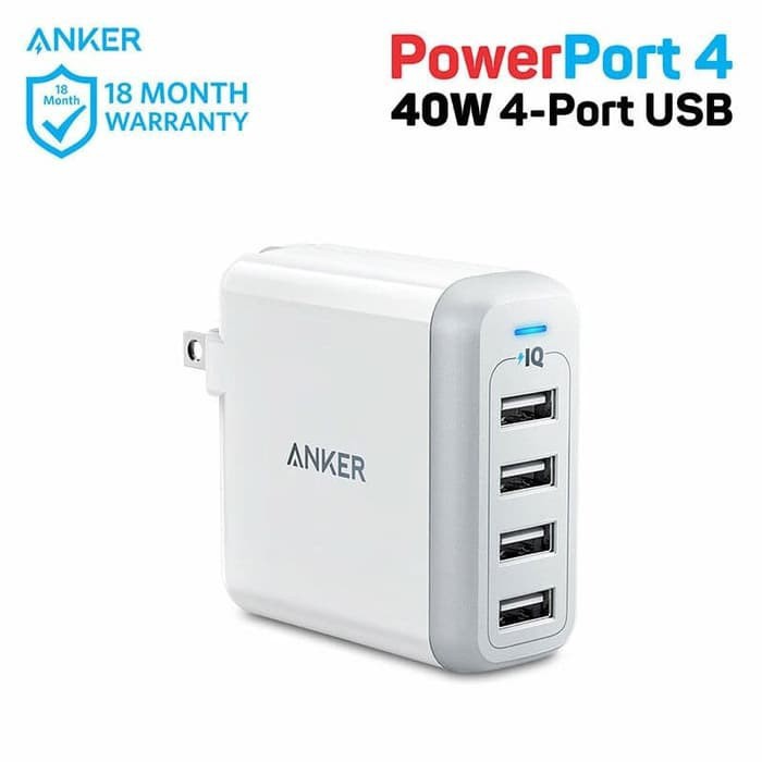 Anker PowerPort 4 40W USB Wall Charger White A2142J22