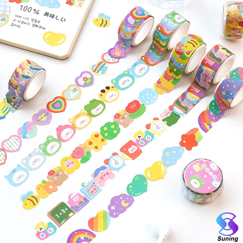 Tape sticker / pita washi /washi Tape/Pita lucu elemen lucu stiker dekoratif diy 100 buah 7 gaya-Suning Mall