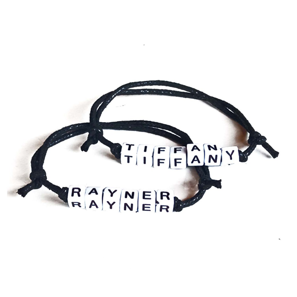 Gelang Nama Monochrome Kotak Putih Custom | White Monochrome Words Bracelet Handmade