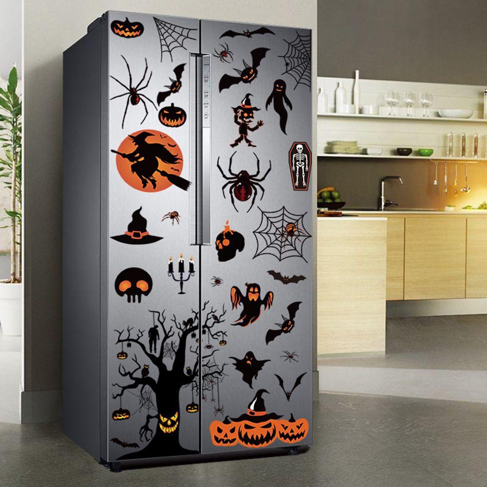 Top 8lembar Stiker Jendela Horror Tengkorak Hantu Dekorasi Rumah Spider Perlengkapan Pesta Wall Sticker