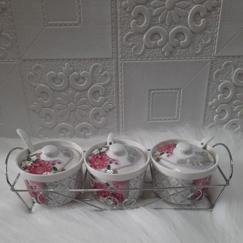 Tempat Bumbu Keramik Motif Bunga Porcelain Fiorenza AK-812Q