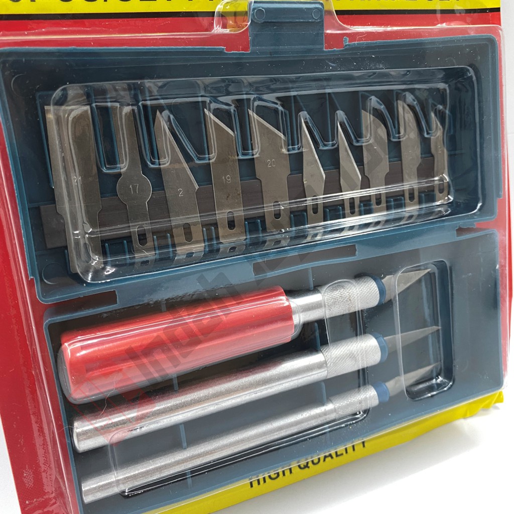 BISON Hobby Knife Set 13 pcs - Pisau Ukir Pahat Kayu Set