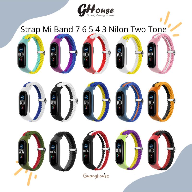 Strap Mi Band 7 6 5 4 3 Nilon Twotone Tali Pengganti Xiaomi Mi Band 7 6 5 4 Nilon Two Colors Dua Warna for Miband