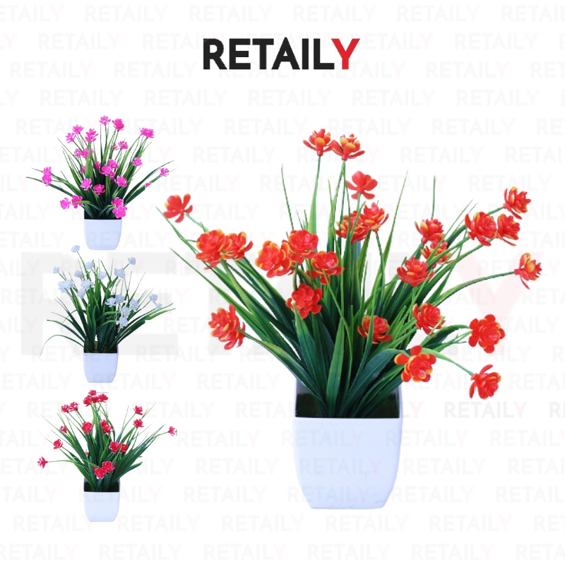 Retaily PT51 Pot Tanaman Hias Bunga Hias Plastik Ornamen Pot Bongsai Artificial Flower Decoration