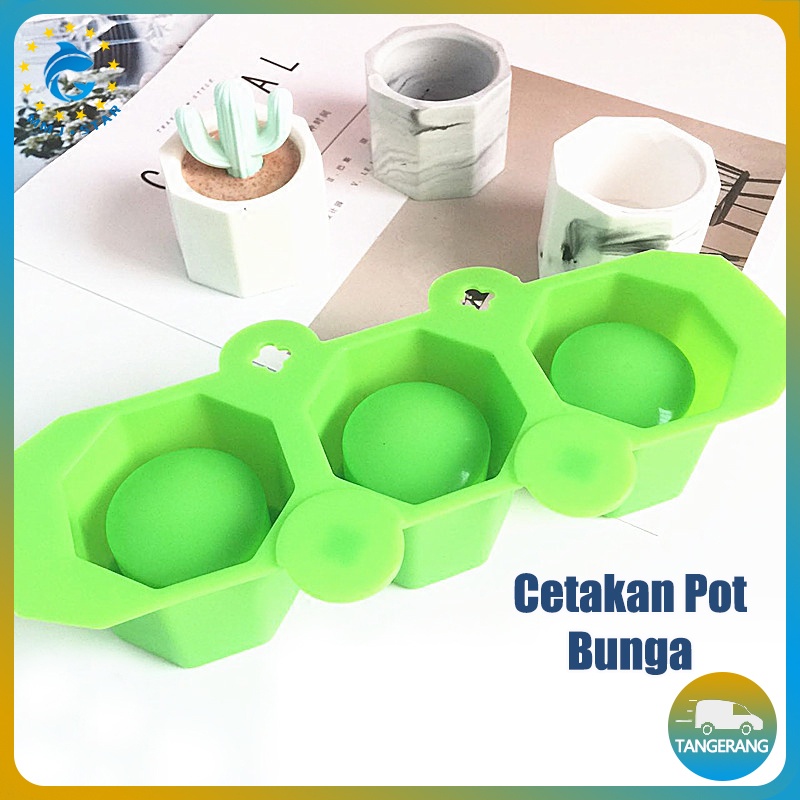 【Silikon 3 Hole】Cetakan Pot Bunga Tanaman Sukulen/Cetakan Pot Bunga Semen/Cetakan Pot Tanaman Sukulen Bentuk Heksagonal