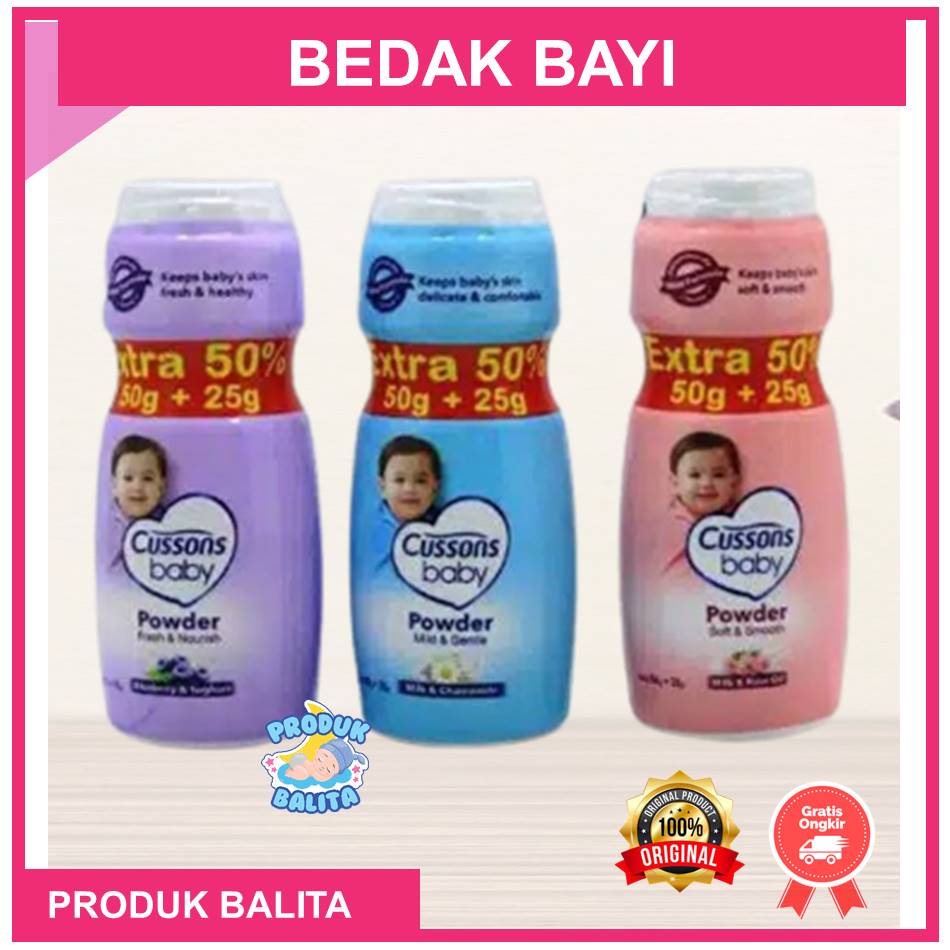 Cussons Baby Powder Extra 50% 50g + 25g Bedak Tabur  Bedak Bayi Cussons BabyTerlaris