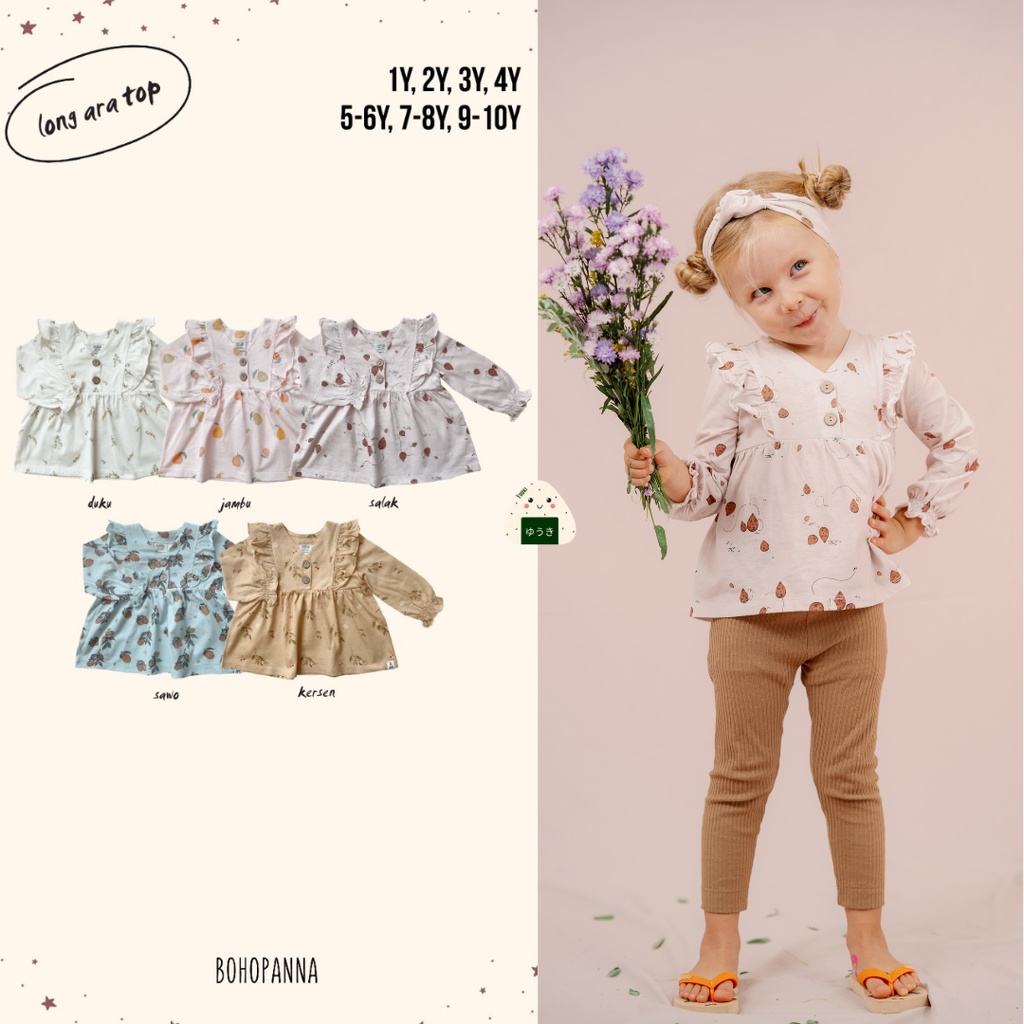 Bohopanna - Long Ara Top Motif / Baju Anak Perempuan