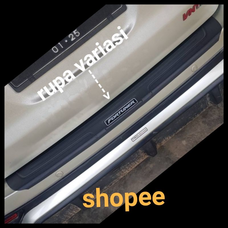 sill plate silplate PINTU BAGASI BELAKANG toyota fortuner 2005 sampai 2015 plastik tempel 2006 2007 2008 2009 2010 2011 2012 2013 2014 tipe e g vnt trd diesel