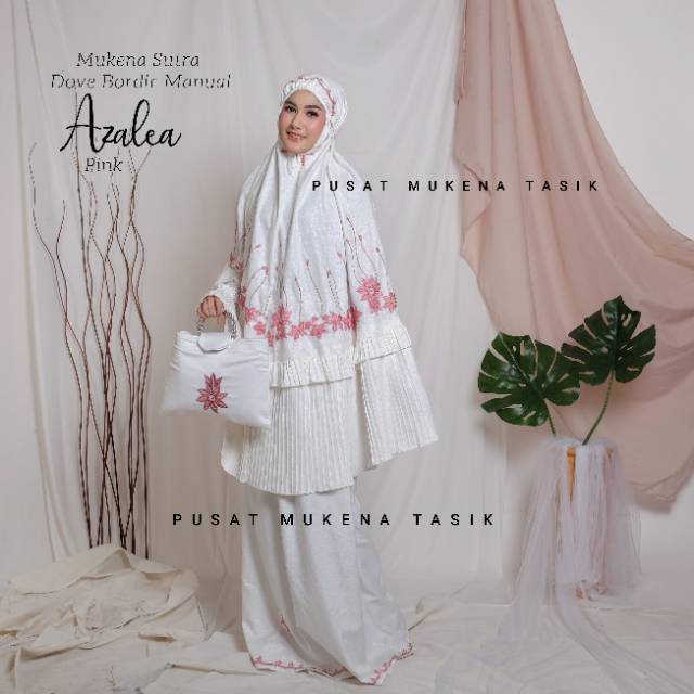 MUKENA PRISKET DEWASA SUTRA DOVE BORDIR MANUAL AZALEA | GROSIR BELI MUKENA PLISKET MURAH AMORA