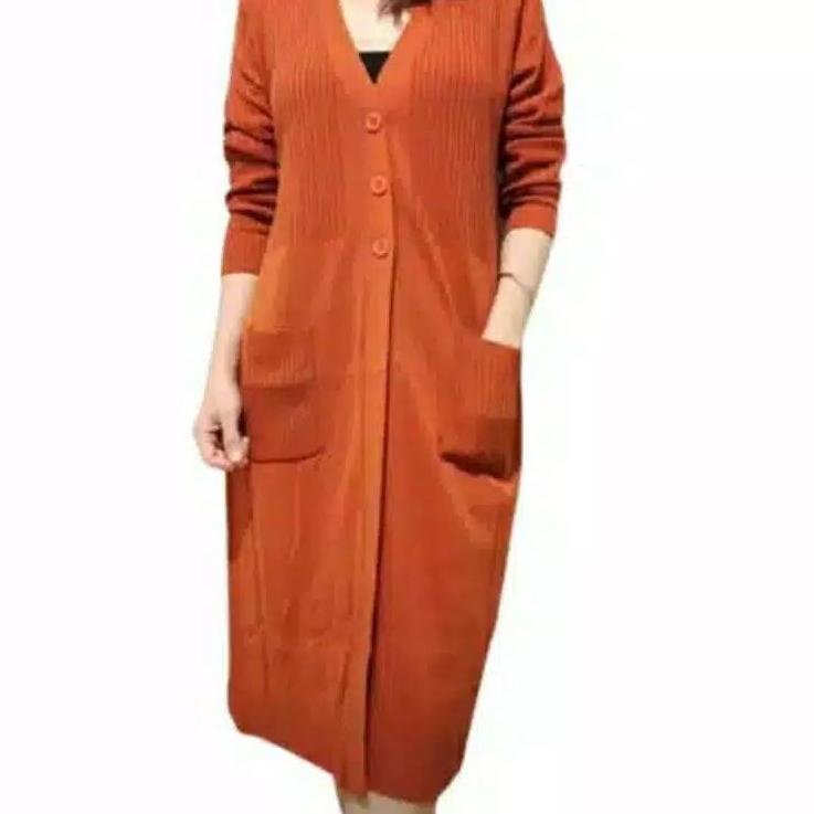 (PRODUK L9LKT) Long Cardigan Rajut Long Cardi Jumbo Long Cardigan fashion muslim Cardigan Rajut Kanc