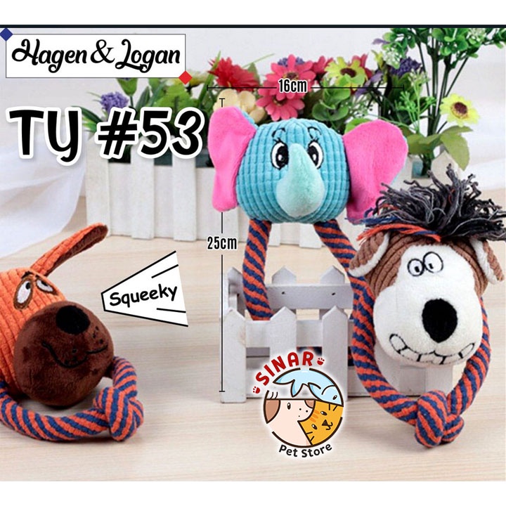 Boneka + Tali Gigit TY53 Hewan Mainan Kucing Anjing Pet Toy Bersuara motif random