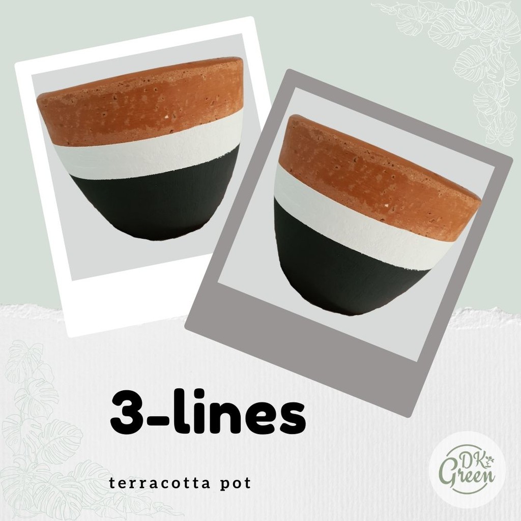 Pot Tanah Liat Hitam Putih d 10cm
