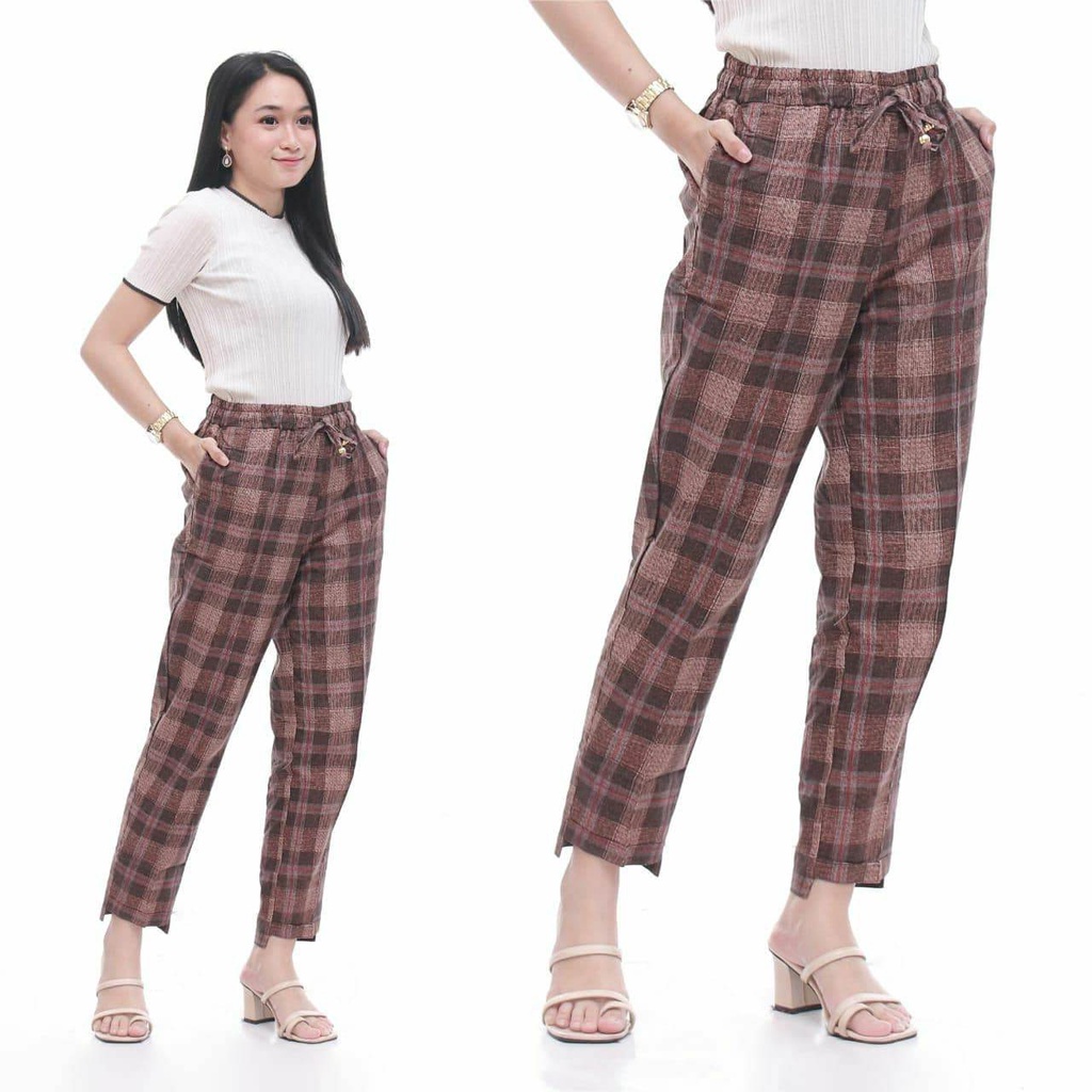 NEW ARRIVAL CELANA TARTAN WANITA KOTAK KOREA HIGHWAIST SIZE JUMBO XL XXL / CELANA KOTAk WANITA JUMBO