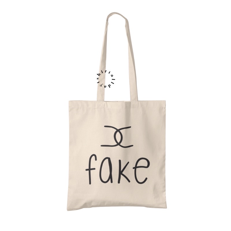 Tote Bag Tas Belanja Kanvas Natural Katun Bisa Custom Desain Fake chanel [tshirtallday]