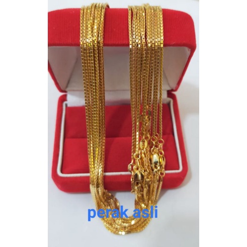 Kalung Itali Santa, Pj 60 cm, Perak 925, Sepuh Emas Kuning