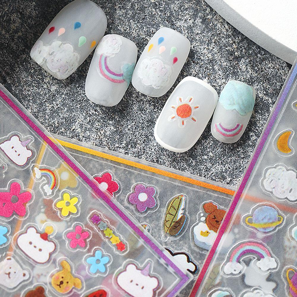 Needway Stiker Nail Art Kartun Decal Motif Pelangi Perekat DIY Nail Art Desgin