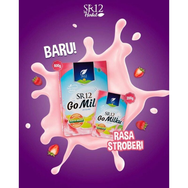 

GO MILKU SR12 RASA STROBERI 200g dan 600g, New varian susu kambing etawa/susu herbal/halal/bpom