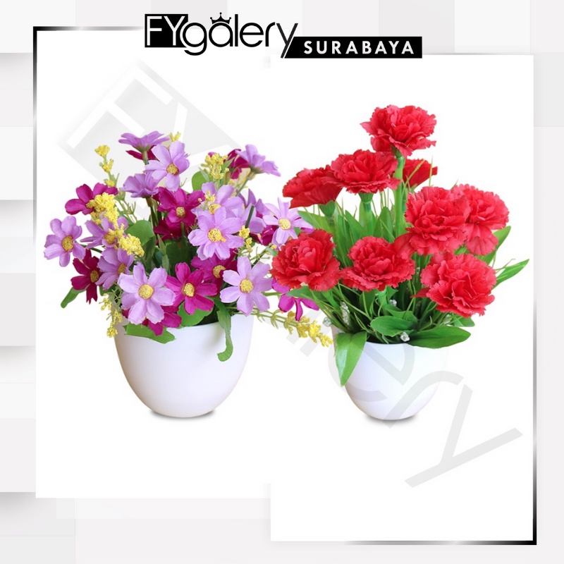 FYGALERYSURABAYA PT19 Pot Tanaman Hias Bunga Hias Plastik Ornamen Pot Bongsai Artificial Flower Decoration