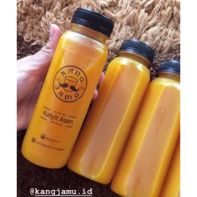 Jual 4 Botol Jamu Kunyit Asam Beras Kencur 250ml Gula Campur Botol