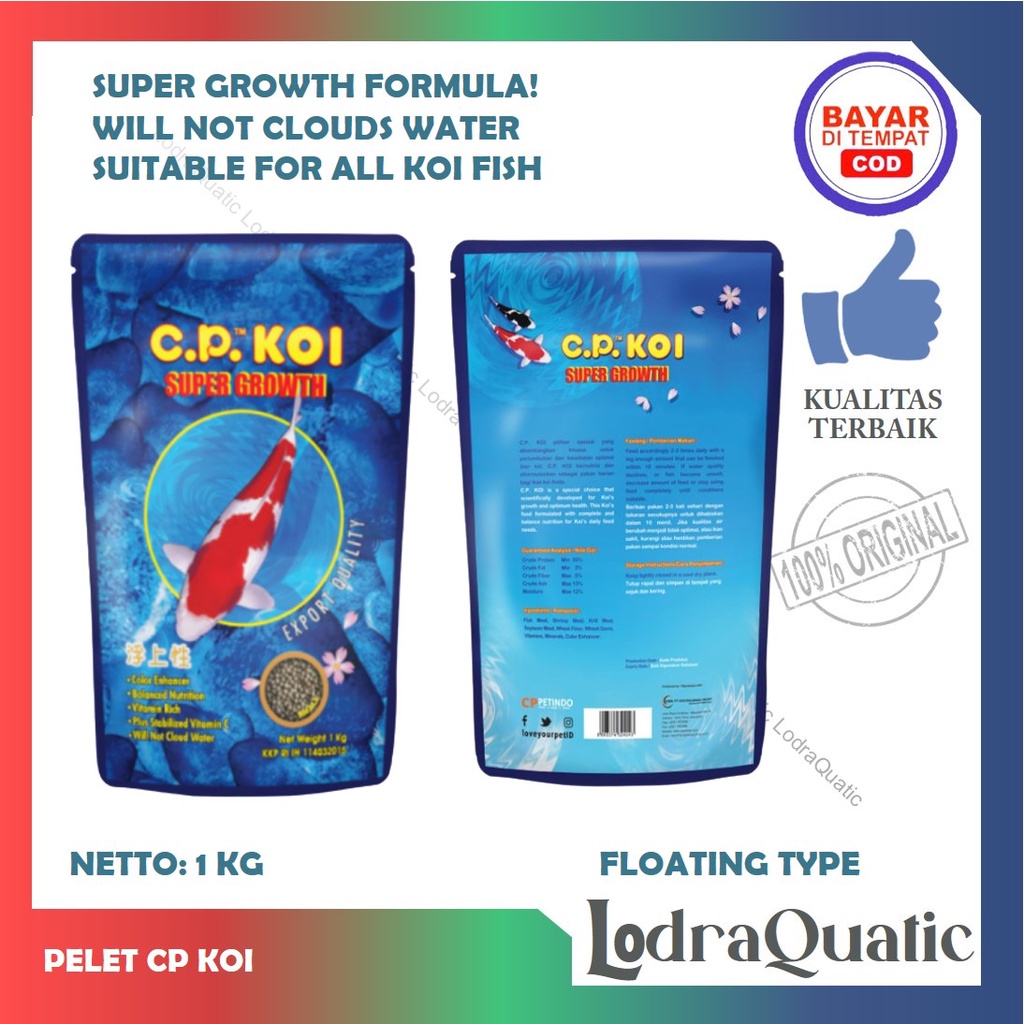 {PELET CP KOI} PELET CP KOI GROWTH 1 KG HIGH GROWTH COLOUR ENHANCER PELET IKAN KOI PAKAN IKAN KOI MAKANAN IKAN KOI