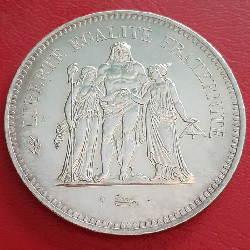 Uang Koin Perak Kuno 50 Francs Perancis Tahun 1977 Rare Silver Coin