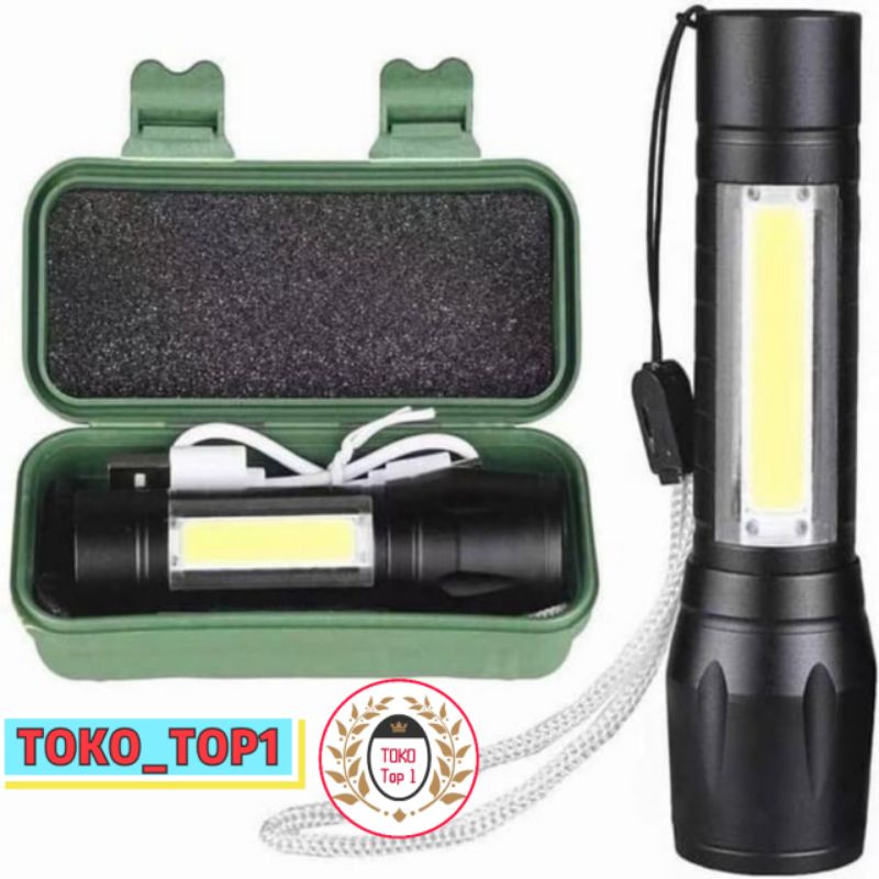 Senter Swat Mini COB Zoom Rechargeable Super Terang