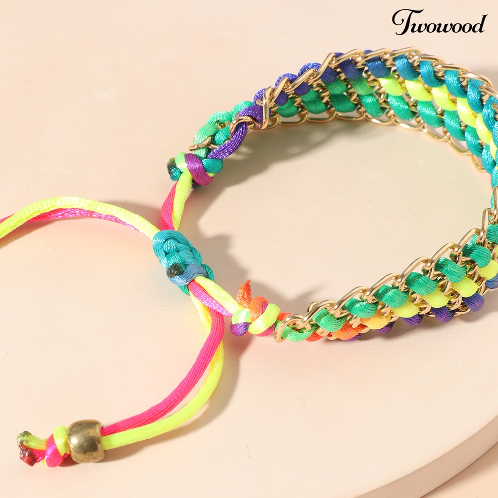 Twowood Strong Rope Universal Unisex Bracelet Alloy Multicolor Handmade Woven Friendship Wristband Jewelry Accessories