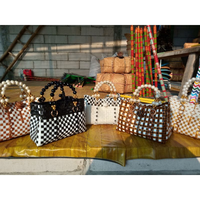 Tas Anyaman Jali Handle Mutiara