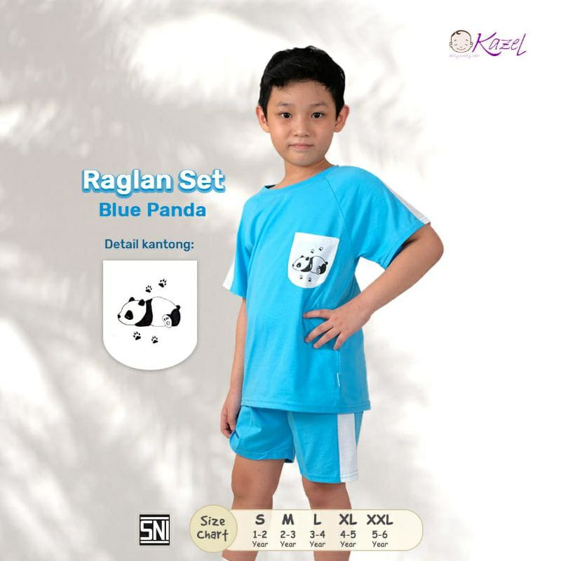 Kazel Setelan Pendek Raglan Set - Motif Random Per 2Pcs