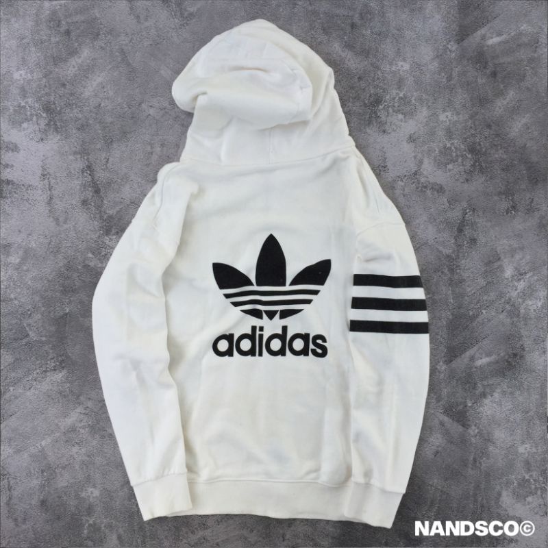 FAKE ADIDAS TREFOIL Logo Zipper Hoodie - White