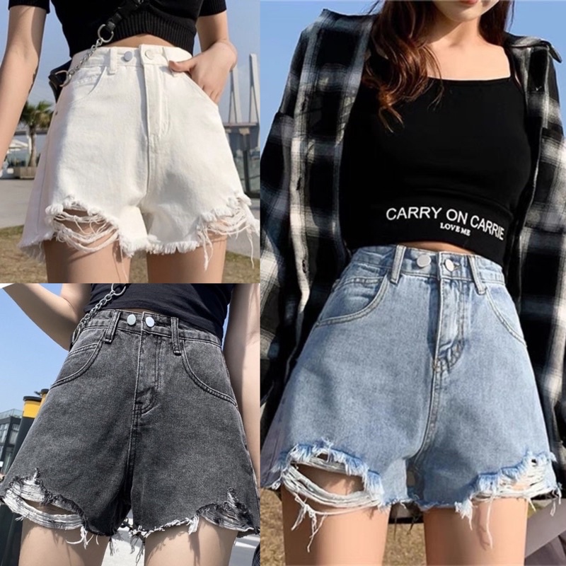 CELANA HW SHORT PANTS PENDEK JEANS DENIM HIGHWAIST HOTPANTS MX882