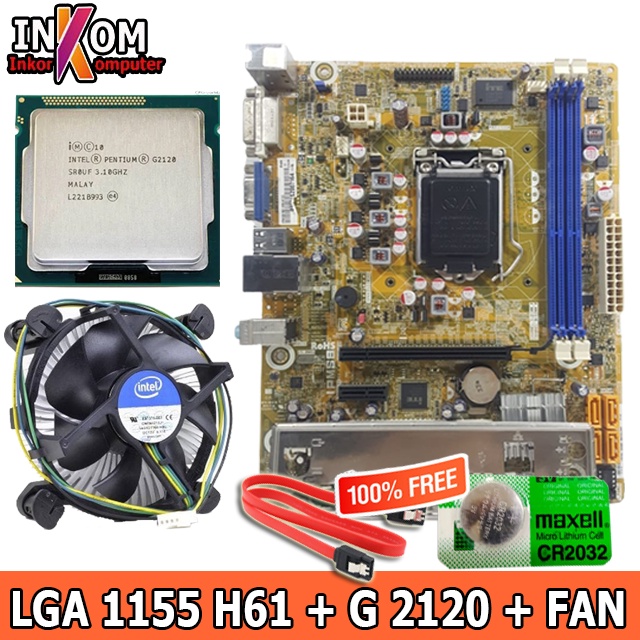 Mobo Mainboard Motherboard H61 OEM Pegatron plus Proc G2120