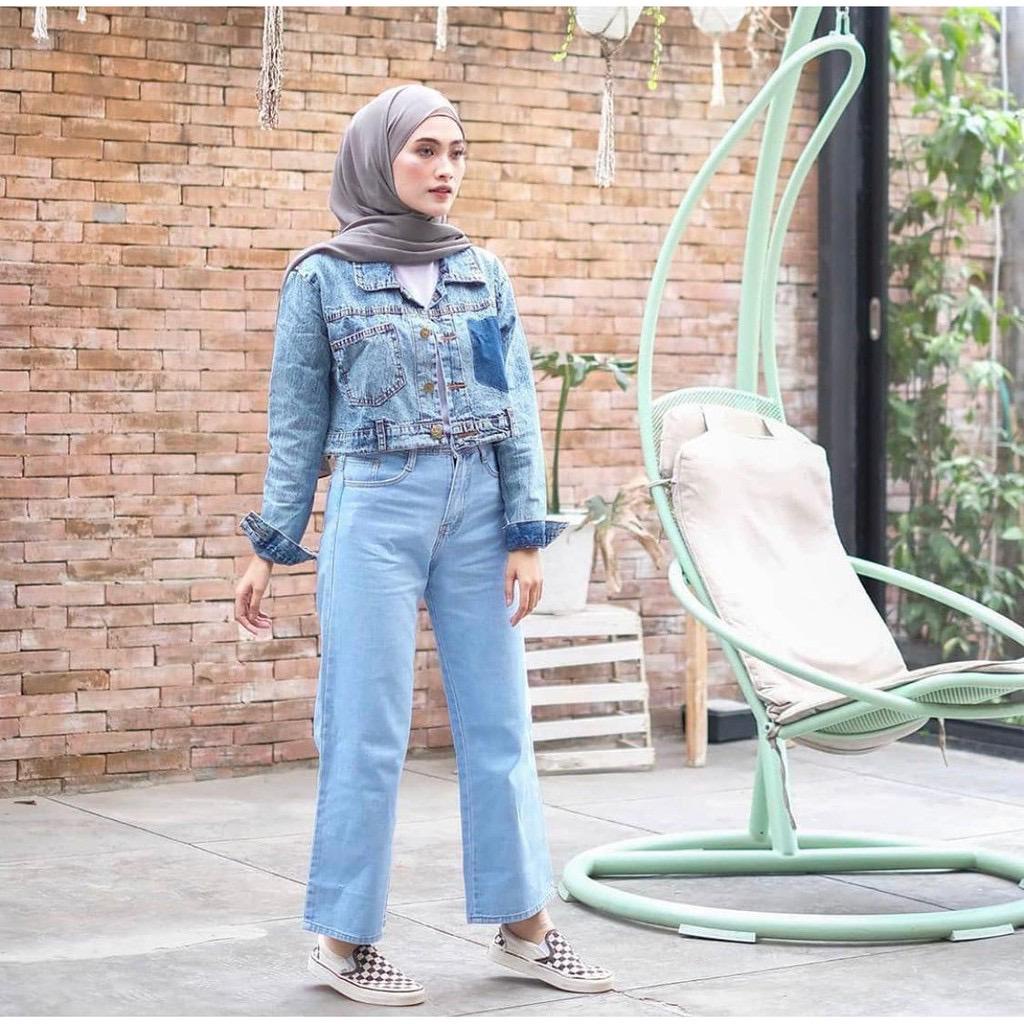 1KG MUAT 4PCS | CELANA KULOT JEANS HIGHWAIST WARNA PASTELA HITS SELEBGRAM