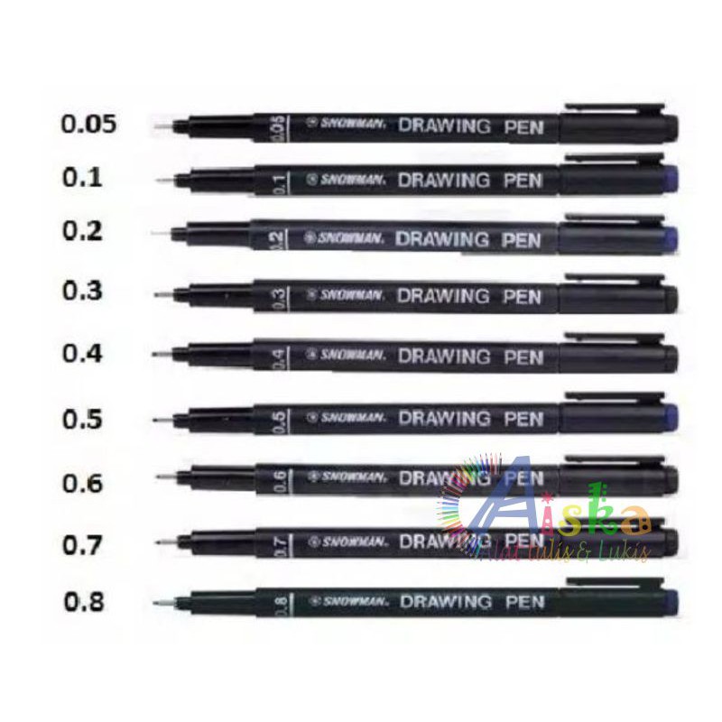 

Drawing Pen Snowman 0.05, 0.1, 0.2, 0.3, 0.4, 0.5, 0.6, 0.7, 0.8, 1.0, 2.0, 3.0- PERPCS (Snowman Drawing Pen 0.05 - 3.0)