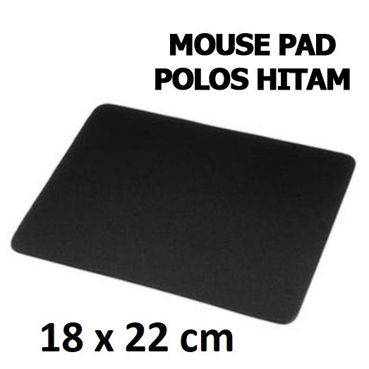 MOUSE PAD POLOS HITAM ANTI SLIP 20x18 STANDAR