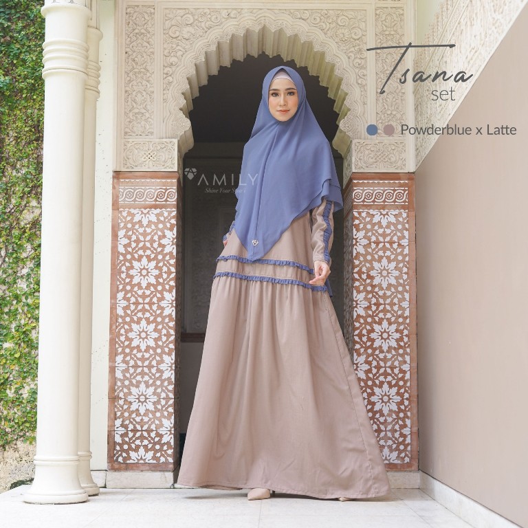 BAJU GAMIS SYARI TSANA SET FASHION MUSLIM AMILY HIJAB LONG DRESS PREMIUM TERBARU ORIGINAL